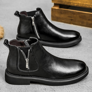 Botas de Tobillo Casuales de Cuero Genuino Negro de Invierno, Antideslizantes, Elegantes, Duraderas, Cómodas, con Suela Suave de Buena Calidad - Product Image 6