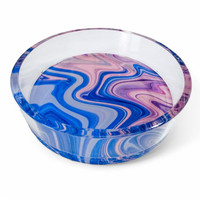 Assiette étoile juive 3D frappant Lucite 6 puits Seder Plateau avec motif tourbillon bleu rose