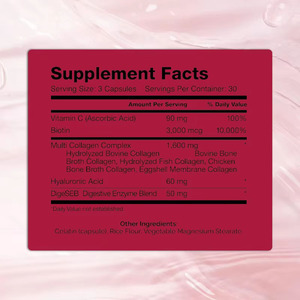 Capsules d'extrait de collagène multi-sources pour adultes OEM ODM, vitamine C, biotine, 100% naturel, éclaircissement de la peau, soutien de la santé des articulations et des os - Product Image 2