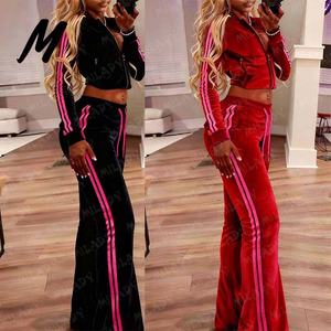 ชุดลำลองกำมะหยี่ลายข้างแบบสั่งตัดสำหรับผู้หญิง ชุดเซ็ต 2 ชิ้น เสื้อแจ็คเก็ตกำมะหยี่คุณภาพสูง กางเกงลำลอง เสื้อผ้าผู้หญิง - Product Image 3