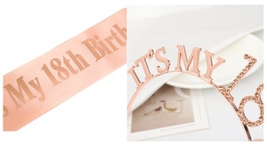 Fascia per Capelli Oro Rosa 'È il Mio 18° <span class=keywords><strong>Compleanno</strong></span>' per Donne, Tiara e Corone, Accessori per Feste di <span class=keywords><strong>Compleanno</strong></span> per Ragazze - Product Image 2