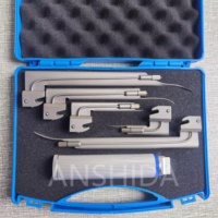 Outil de détection de gorge d'anesthésie à LED optique pour animaux de compagnie Laryngoscope vétérinaire en acier inoxydable complet avec 5 lames
