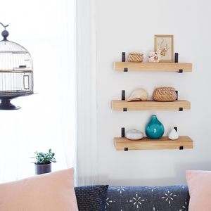 Wooden Floating <b>Wall</b> <b>Shelf</b> Rectangle <b>Wall</b> <b>Mounted</b> Storage Rack For Bathroom Living Room Solid Wood <b>Shelves</b> - Product Image 1
