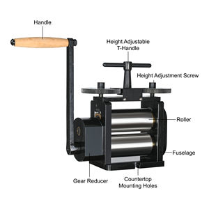 Máquina laminadora de 160 mm y 750 W para la fabricación de joyería de oro y plata, laminación de alambre plano y redondo con interruptor de avance y retroceso - Product Image 5