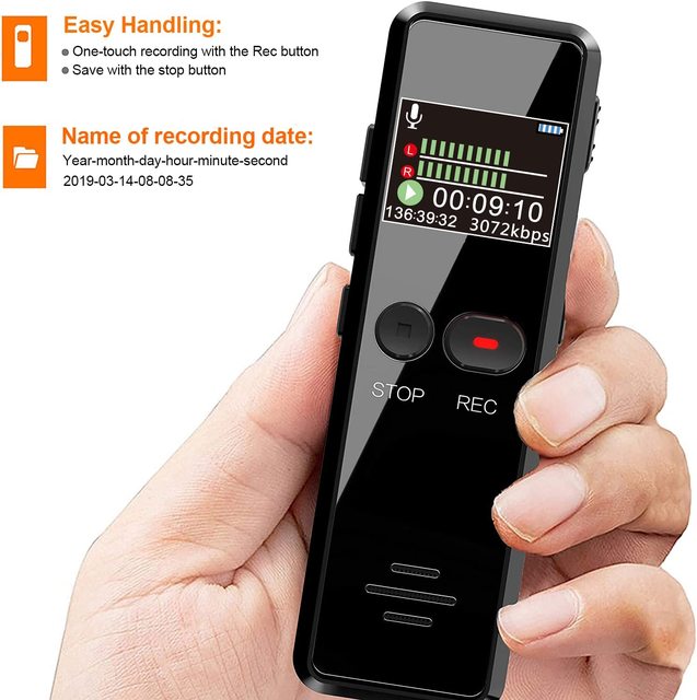 V90C Digital Voice Activated Voice Recorder MP3 Player Audio Sound Recording Device With Colorful Display Screen