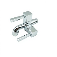 Robinet mural carré en alliage de zinc à double sortie, cartouche en laiton, double levier, finition chromée, pour salle de bain, OEM