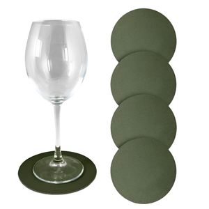 Juego de 4 posavasos de piel sintética, diámetro [insertar diámetro]. 12.5CM, VERDE - Product Image 1