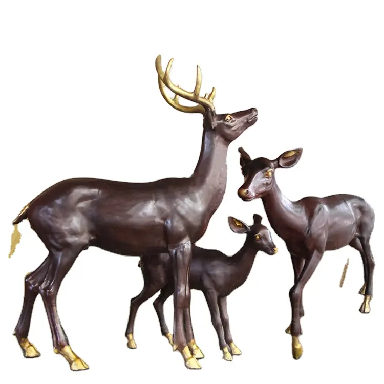 高品質の庭の屋外装飾ロングホーンエルクブロンズ鹿ブロンズ動物の彫刻