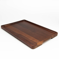 Plateau à thé en bois de noyer noir nordique, produit de conception en bois découpé CNC, production OEM de bois, service de découpe CNC du bois