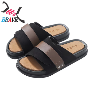 Nuevas Pantuflas de Cuero Genuino para Hombre, Estilo Ejecutivo, con Cierre de Velcro, Antideslizantes para Invierno, Comercio Exterior Transfronterizo - Product Image 4