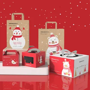 Supplies Bakery Cupcake Paper Packaging Christmas Cup Cake Box With Plastic Window And Bag