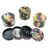 2.5 pouces 4 pièces One Stop vente en gros accessoires pour fumeurs broyeur d'herbes boutique de fumée Bob Design broyeur tabac Logo personnalisé broyeur