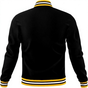 High Quality Eco-friendly Vintage Black Bomber <b>Jacket</b> for <b>Men</b> Women Yellow <b>White</b> Trim Button Closure Regular Fit Winter Casual - Product Image 3