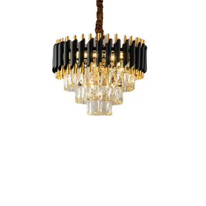 Lámpara de Araña Moderna de Lujo en Negro y Dorado con Cristales, Lámpara Colgante LED de Múltiples Capas para Sala de Estar, Vestíbulo de Hotel - Product Image 6