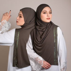 Musselinturban Instant <span class=keywords><strong>Hijab</strong></span> Jersey Polyester Islamitisch Design Effen Kleur Stretch Vier Seizoenen Volwassenen - Product Image 4