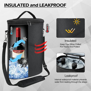 Sac isotherme à vin personnalisable pour 2 bouteilles, sac de pique-nique portable, étanche, avec bandoulière réglable - Product Image 5