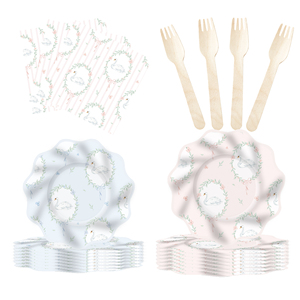 DAMAI Cute Animal Theme Tableware for Children Birthday Party Decorations Goose <b>Pattern</b> <b>Paper</b> Plate Napkin Cup for Wedding Party - Product Image 2