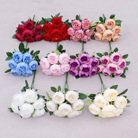 AF11502 7 têtes de pivoines artificielles en soie, bouquet de pivoines pour centre de table de mariage, décoration florale