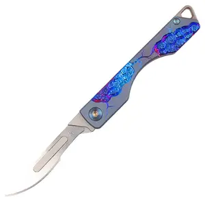 Titanium Alloy Surgical Utility Knife Hand-carved Gift Portable Knife Outdoor Tool Replaceable Blade