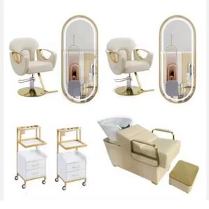 Luxury Modern White Gold Beauty Barber Shampoo Chair <b>Mirror</b> <b>Set</b> for Salon Furniture Equipment Sale Applied for Barber Shops - Product Image 2