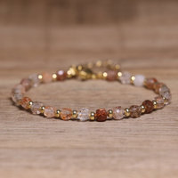 Bracelet délicat en perles rondes facettées en pierre naturelle, fait main, bijoux énergétiques de guérison en cristal pour femmes et hommes, cadeau, vente en gros