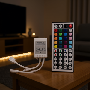 Control Remoto IR D0100HAMT6W de 44 Teclas para Tiras de Luces LED RGB, Conector Doble, Placa Blanca, Certificación CE - Product Image 2