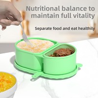 Boîte à lunch pour étudiants en silicone à double compartiment avec couvercle, compatible micro-ondes, pour le stockage des aliments