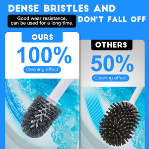 OKKiHOME Tiefenreinigungs-Toiletten bürste und Halter Toiletten schüssel mit langem Griff, Kunststoff halter Leicht zu verstecken, tropf fest - Product Image 4