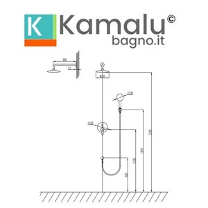 Set Doccia a Parete KAM-ARTE ORO con Finitura Oro Spazzolato, Include Soffione Doccia e Doccetta per Bagno - Product Image 5