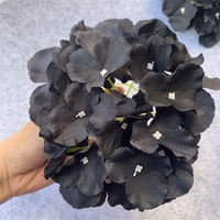 L-553 grosir kepala bunga pernikahan hydrangea sutra hitam hydrangea bunga buatan untuk dekorasi