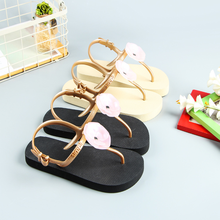 Custom Logo PVC Sandals Women 2023 Girls PVC Flat Bottom Leisure Beach Filp Flops