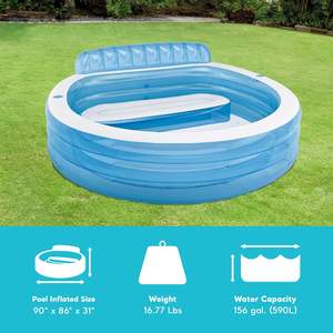 INTEX 57190 <span class=keywords><strong>Piscina</strong></span> Gonfiabile Familiare in PVC <span class=keywords><strong>con</strong></span> <span class=keywords><strong>Sedute</strong></span> e Portabicchieri Integrati per Bambini e Adulti - Product Image 5