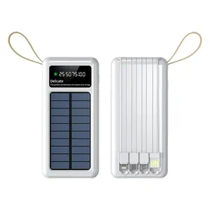 Hot-bán xách tay 20000 mAh năng lượng mặt trời Polymer Trạm điện cung cấp công suất cao di động ngoài trời chia sẻ với bốn dây ngân hàng điện