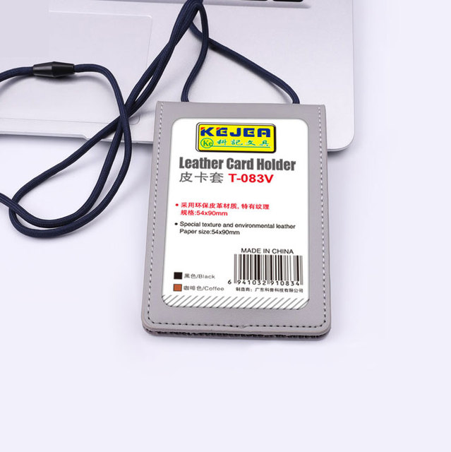 Popular Man Driving License Card Holder With Lanyard Wholesale Rfid Slim Leather Neck Strap Id Card Wallet