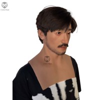 Masque en silicone hyper réaliste de qualité supérieure, masque facial humain personnalisé pour la diffusion vidéo en direct, accessoires hyper réalistes pour homme asiatique