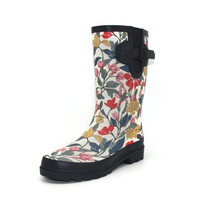 Bottes de pluie en caoutchouc pour femmes, douces et confortables, à motif floral, imperméables, légères, pour le jardinage en extérieur, fourniture d'usine