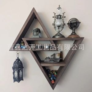 Wooden Triangular <b>Wall</b> <b>Mounted</b> <b>Shelf</b> 20.4x18.5 Inch Multi Layer Storage Rack For Crystals Decor Living Room Bedroom - Product Image 3