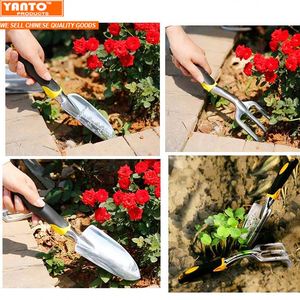 3pc en herramienta de jardín de aluminio fundido cabeza Kit de jardinería con goma suave antideslizante Transplanter boda horquilla - Product Image 6