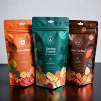 Sachets refermables personnalisés en PE avec fermeture éclair, impression par gravure, emballage alimentaire, pochettes verticales, logo, recyclables, pour chips et snacks
