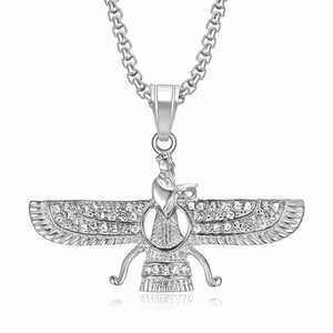 Collier pendentif <span class=keywords><strong>en</strong></span> acier inoxydable plaqué or étanche avec zircon, style Hip Hop persan zoroastrien, <span class=keywords><strong>pour</strong></span> homme, collection 2026 - Product Image 5