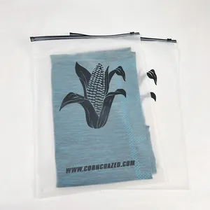 Custom ECO Friendly opaca biodegradabile con chiusura a Zip borsa trasparente in plastica poli sacchetti di chiusura a Zip per l'imballaggio di vestiti