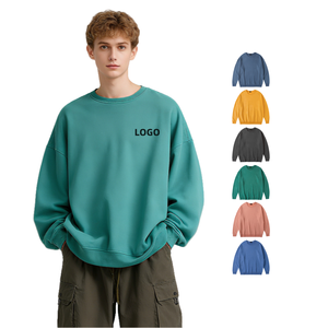 TKAN261 Venta al por mayor Color sólido Sudadera de manga larga Cuello redondo Diseño de estilo de pareja Bordado Jersey de gran tamaño para hombre - Product Image 1