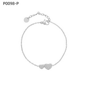 Amy Amy Heart Shape 925 <b>Silver</b> <b>Bracelet</b> With Zirconia For Women Romantic Everyday Wear Chain Link Jewelry P0098 - Product Image 1