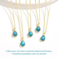 Collier pendentif en acier inoxydable plaqué or 14 carats avec apatite bleue en cabochon, pierre précieuse naturelle facettée en forme de goutte d'eau