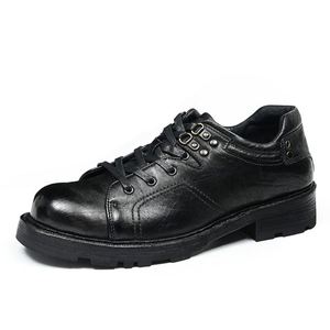 High-quality Designer Business <b>Shoes</b> Casual Leather <b>Shoes</b> Horsehide Vintage Round-toe Lace-up <b>Height</b> <b>Increasing</b> Breathable - Product Image 4