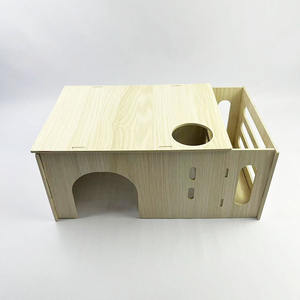 En gros, Niche rectangulaire compacte en bois massif Totoro, avec mangeoire à herbe multifonction, pour lapins et cochons d'Inde, abri pour animaux de compagnie - Product Image 3