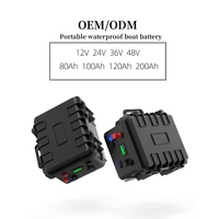 Pack de batteries Lifepo4 personnalisé 12v 120ah 100ah, batteries rechargeables portables, étanches, batterie en valise pour bateau électrique