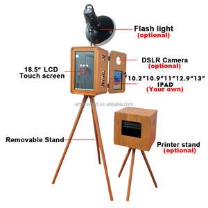 Xách tay cổ điển retro bằng gỗ Photo Booth máy cho iPad <span class=keywords><strong>DSLR</strong></span> hai mặt Shell với máy ảnh máy in tương thích SLR thiết bị - Product Image 2