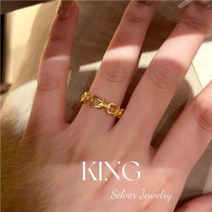 Anillo de Plata de Ley con Hebilla de Herradura y Diamante de Imitación en Forma de Lágrima, Joyería King Silver, Unisex, para Uso Diario - Product Image 3