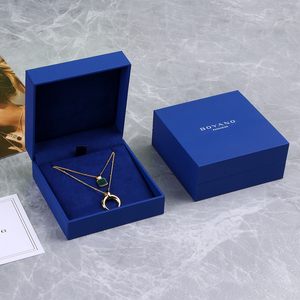 Boîte à bijoux double pour alliances en papier bleu de luxe personnalisée Boyang - Product Image 2